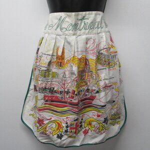 Vintage Montreal Canada Souvenir Apron Concordia Salus Notre Dame Bridge Shrine